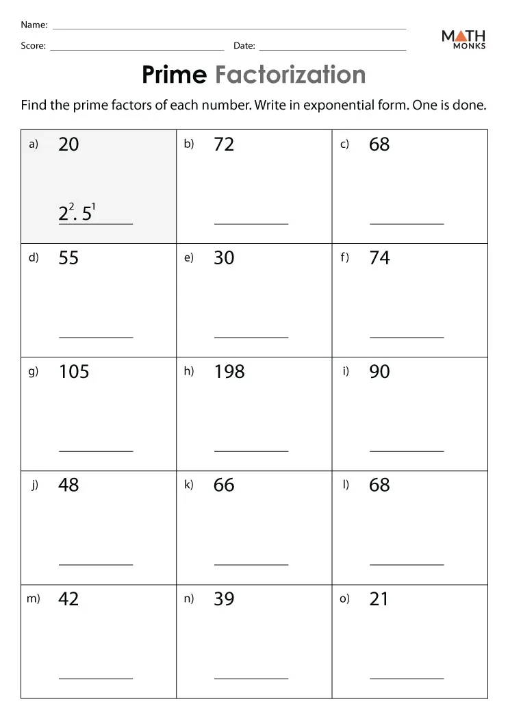 80 Printable Factorization Worksheets With Answers 49