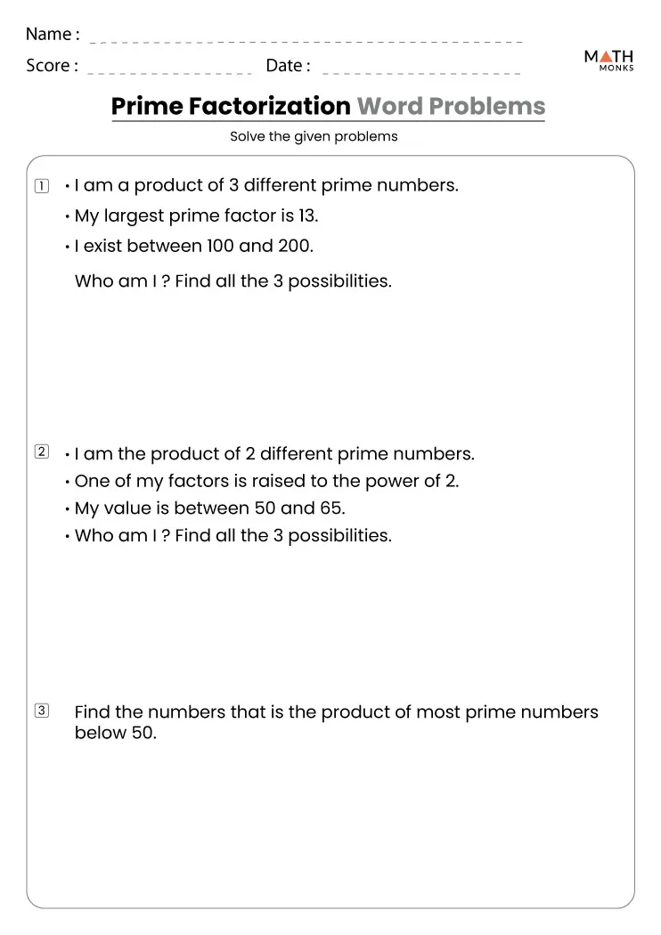 80 Printable Factorization Worksheets With Answers 50