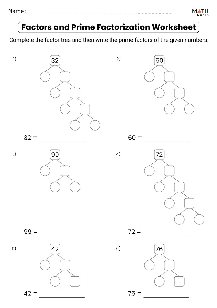 80 Printable Factorization Worksheets With Answers 55