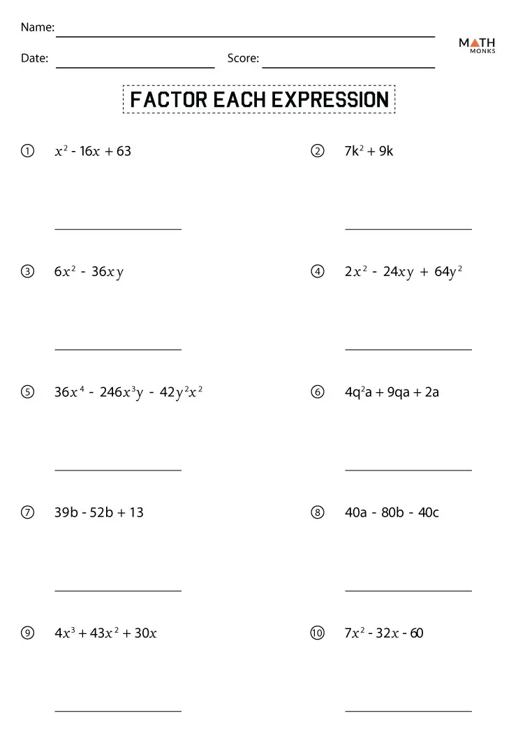 80 Printable Factorization Worksheets With Answers 80