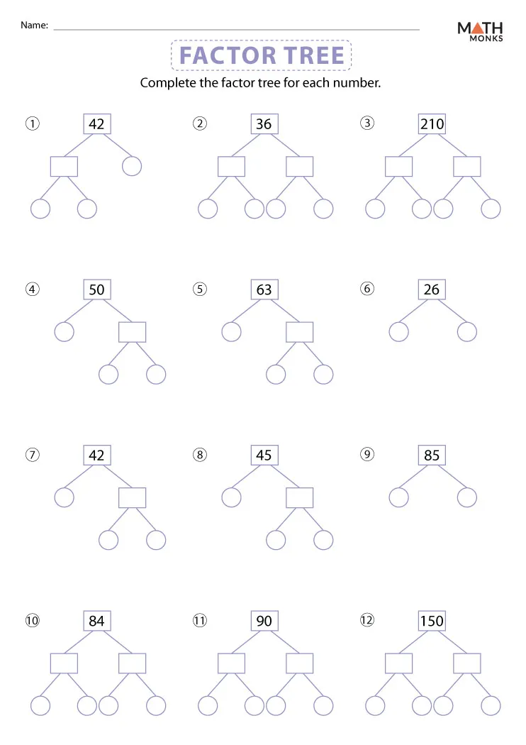 80 Printable Factorization Worksheets With Answers 82