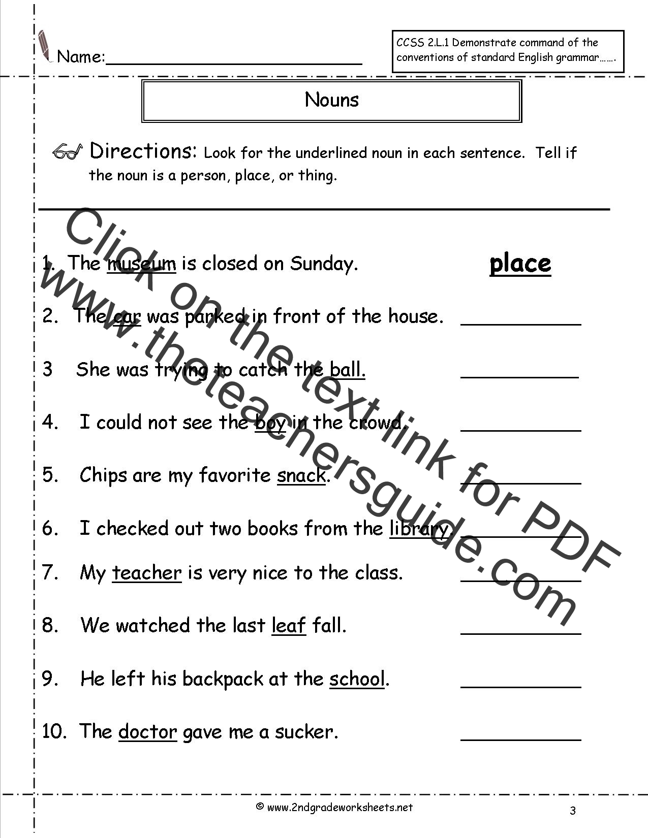 80 Printable Identify The Nouns Worksheets 15