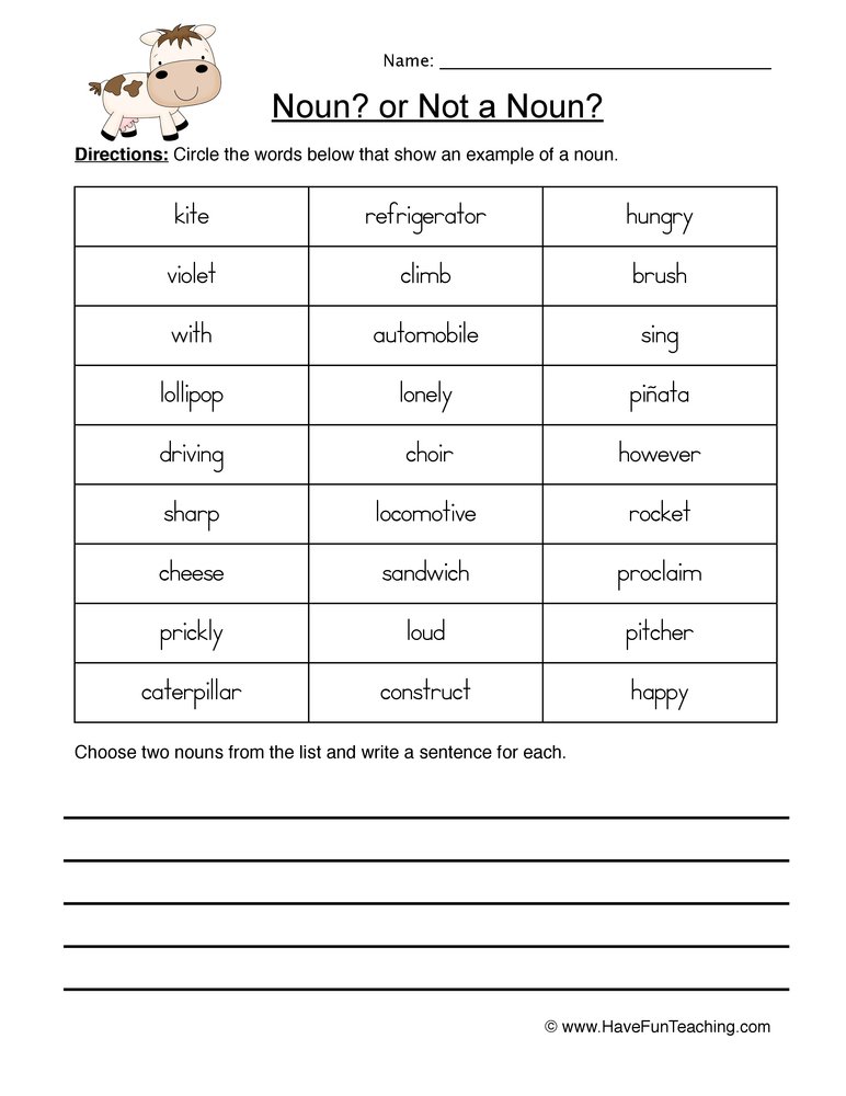 80 Printable Identify The Nouns Worksheets 22