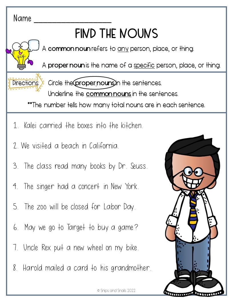 80 Printable Identify The Nouns Worksheets 30