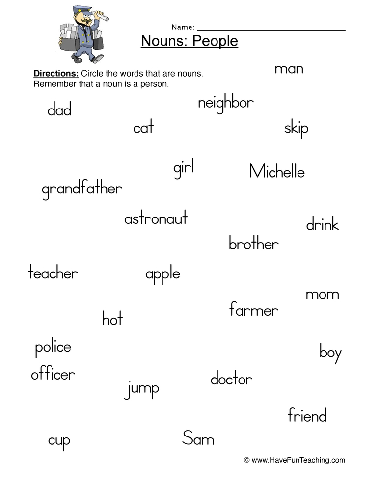 80 Printable Identify The Nouns Worksheets 4