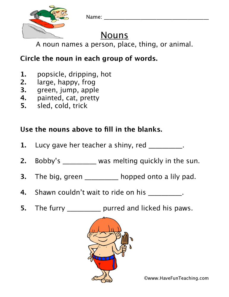 80 Printable Identify The Nouns Worksheets 40