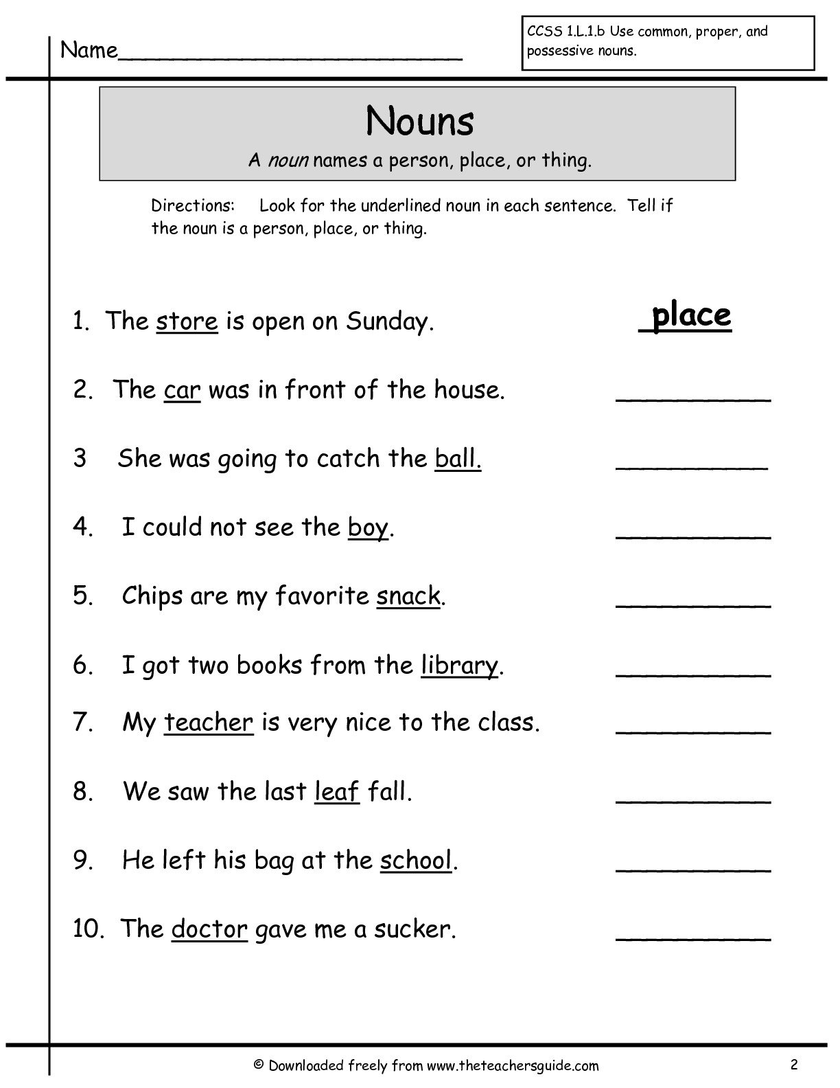 80 Printable Identify The Nouns Worksheets 75