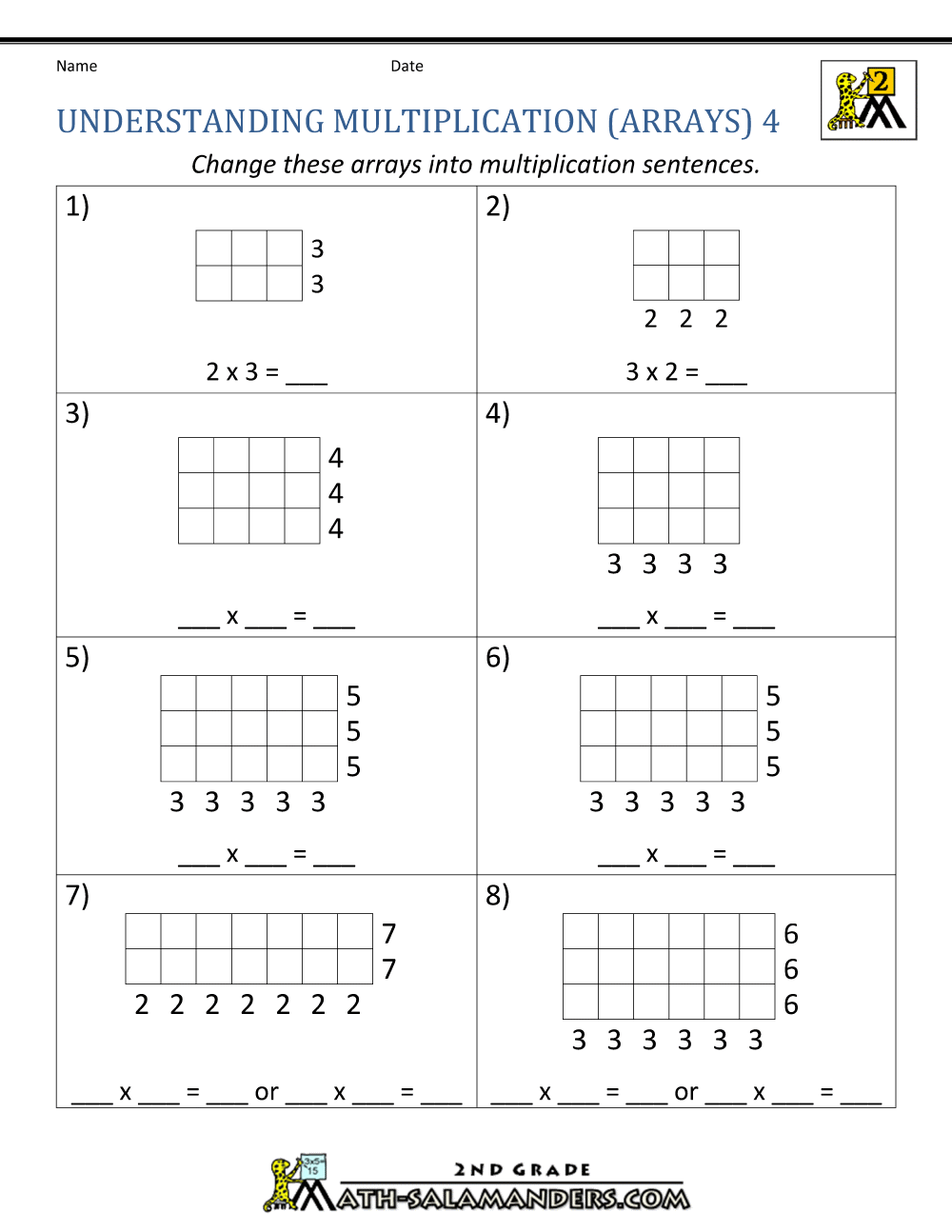 80 Printable Multiplying With Arrays Worksheets 1