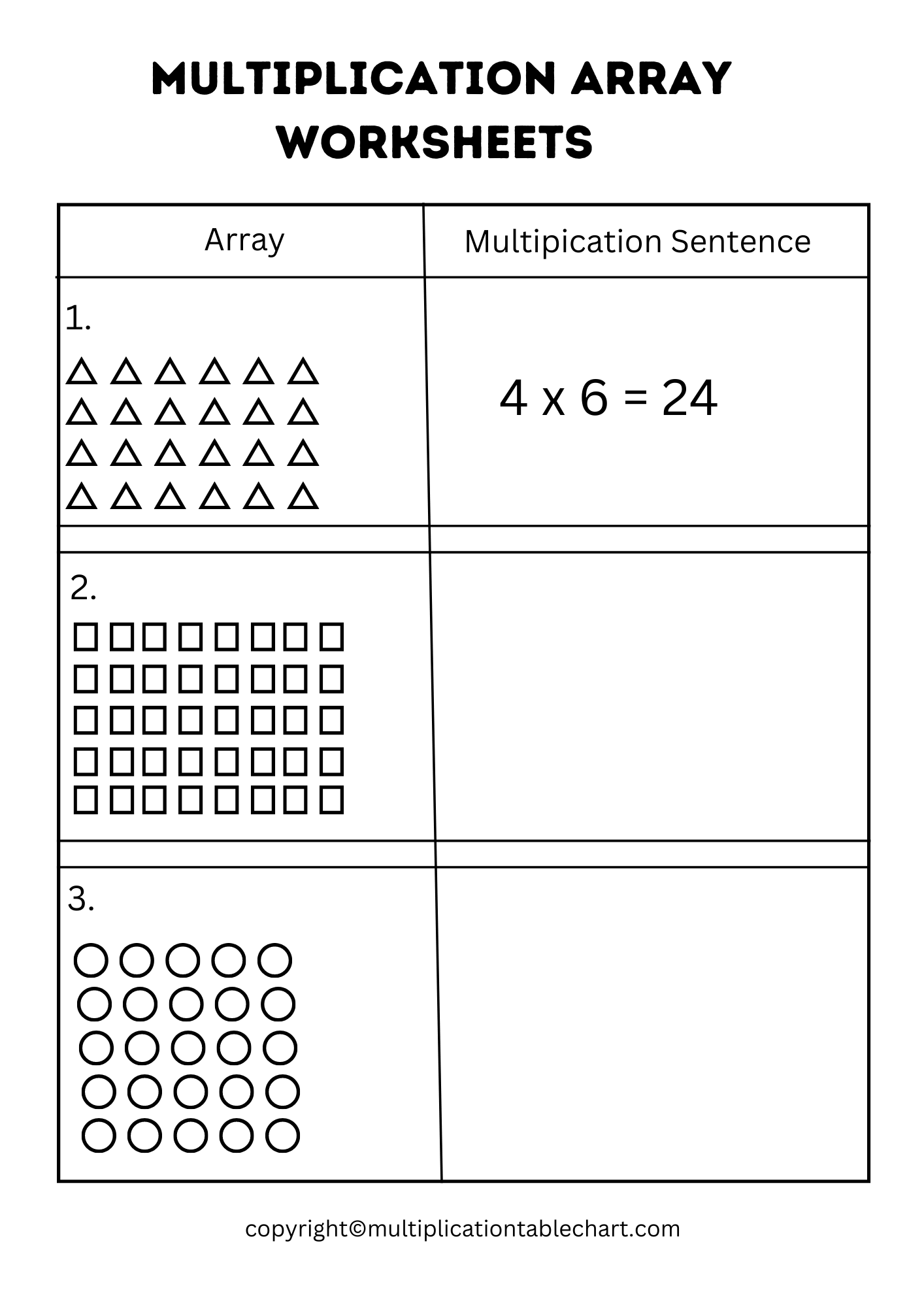 80 Printable Multiplying With Arrays Worksheets 3