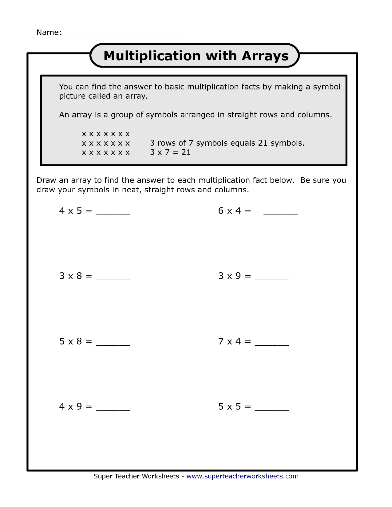 80 Printable Multiplying With Arrays Worksheets 30