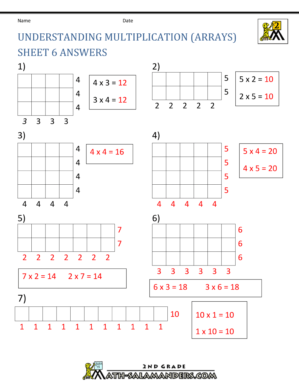 80 Printable Multiplying With Arrays Worksheets 51