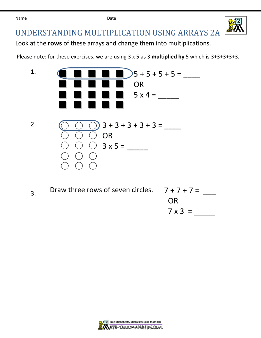 80 Printable Multiplying With Arrays Worksheets 70