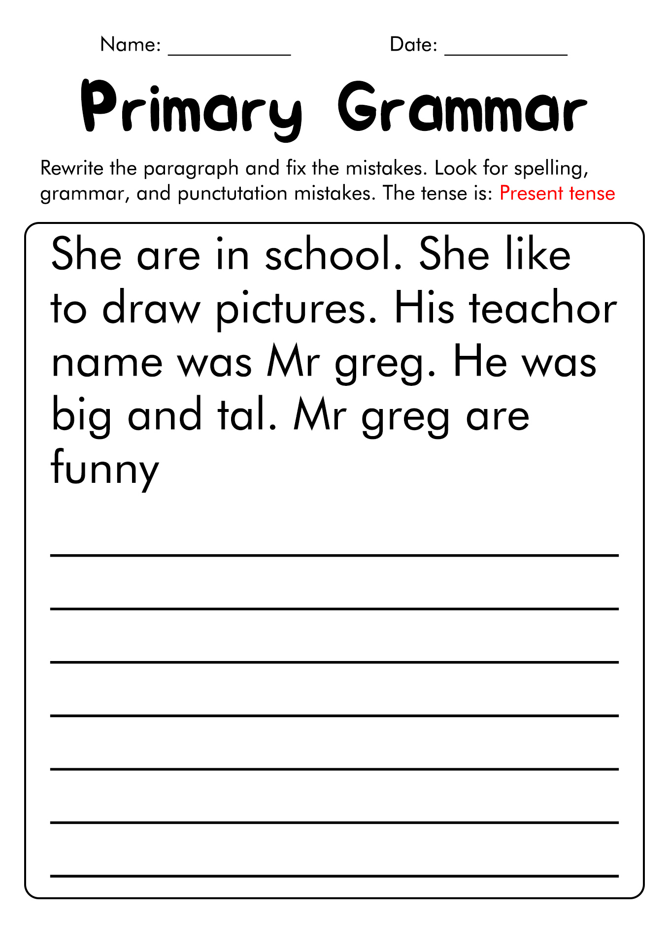 80 Printable Paragraph Correction Worksheets Pdf 2