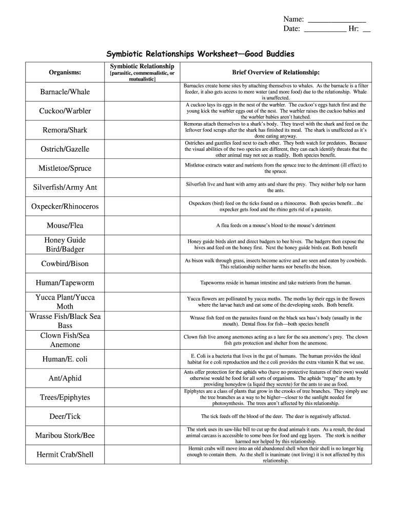 80 Printable Symbiosis Worksheets Answer Key 13