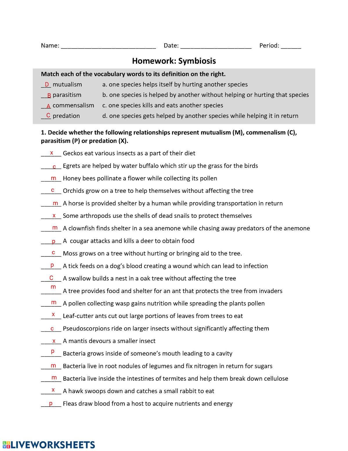 80 Printable Symbiosis Worksheets Answer Key 55