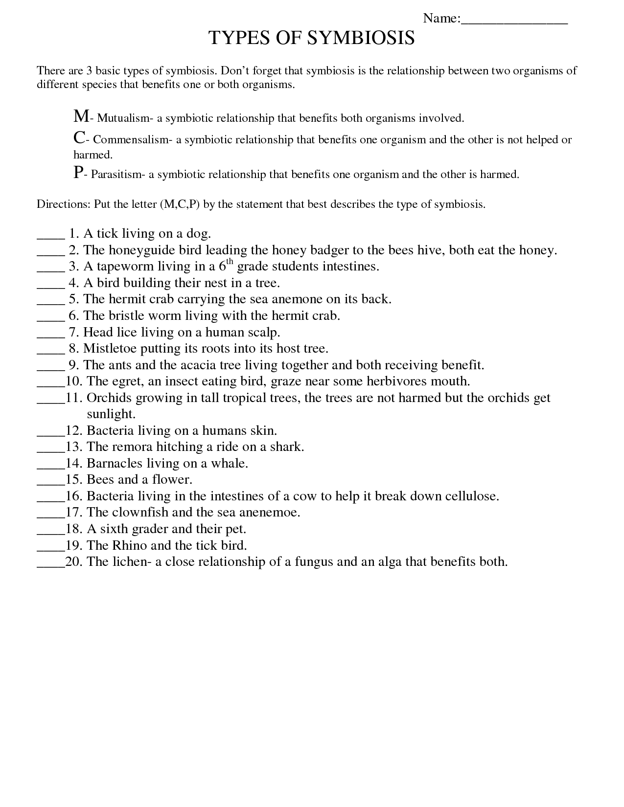 80 Printable Symbiosis Worksheets Answer Key 56