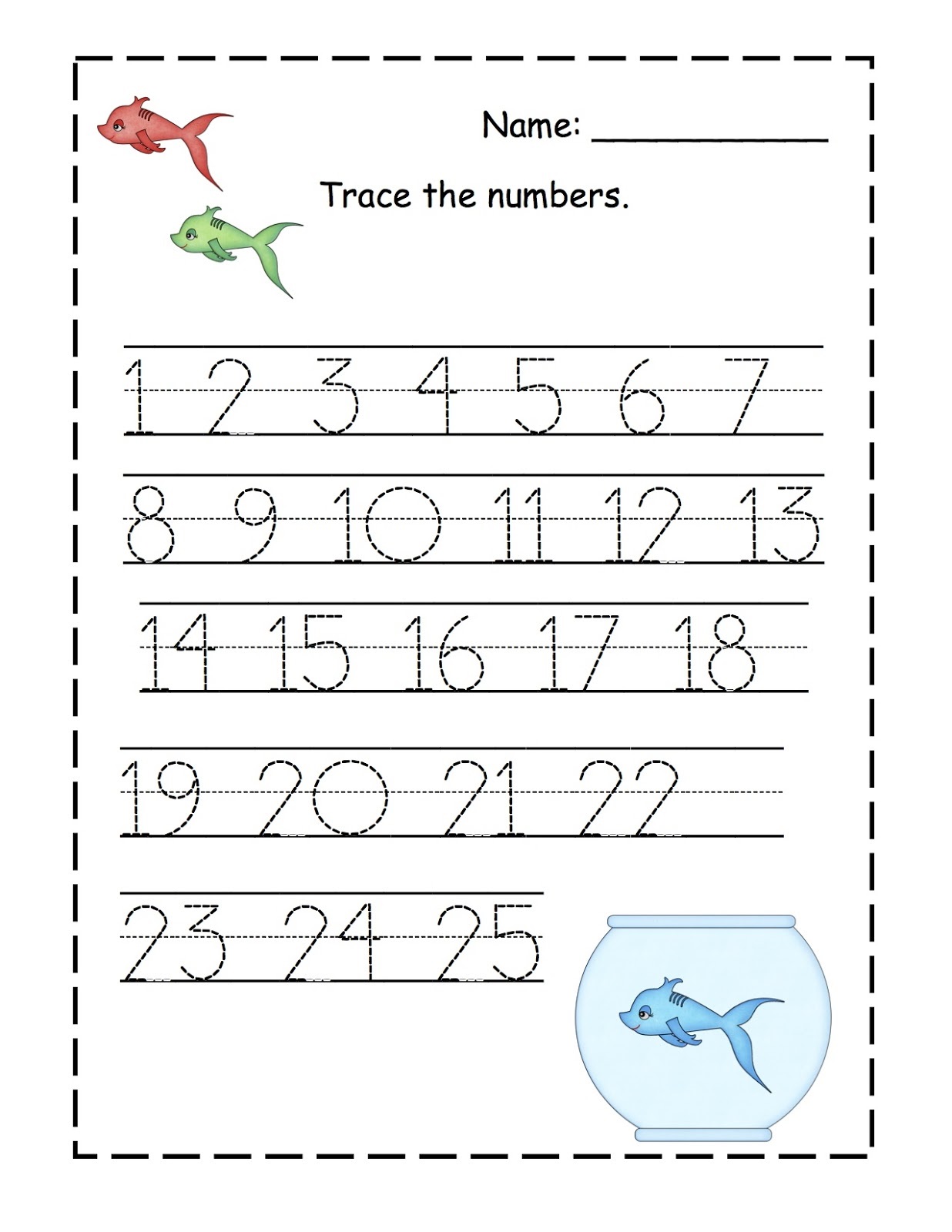 80 Printable Trace The Numbers Worksheets 1