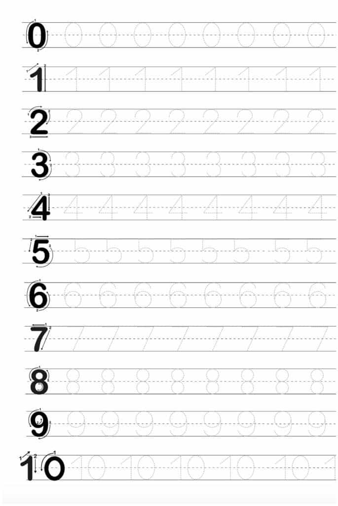 80 Printable Trace The Numbers Worksheets 5