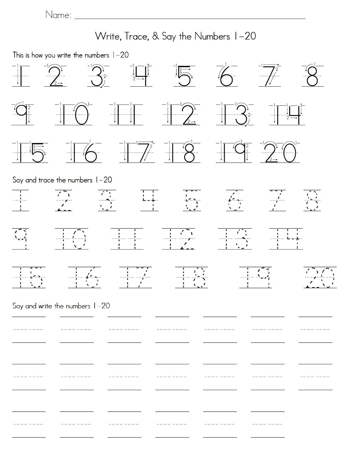 80 Printable Trace The Numbers Worksheets 53