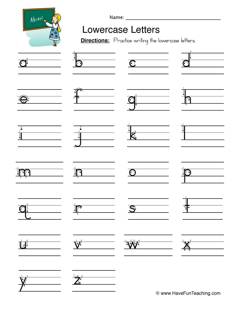 80 Printable Write Lowercase Letters Worksheets 1