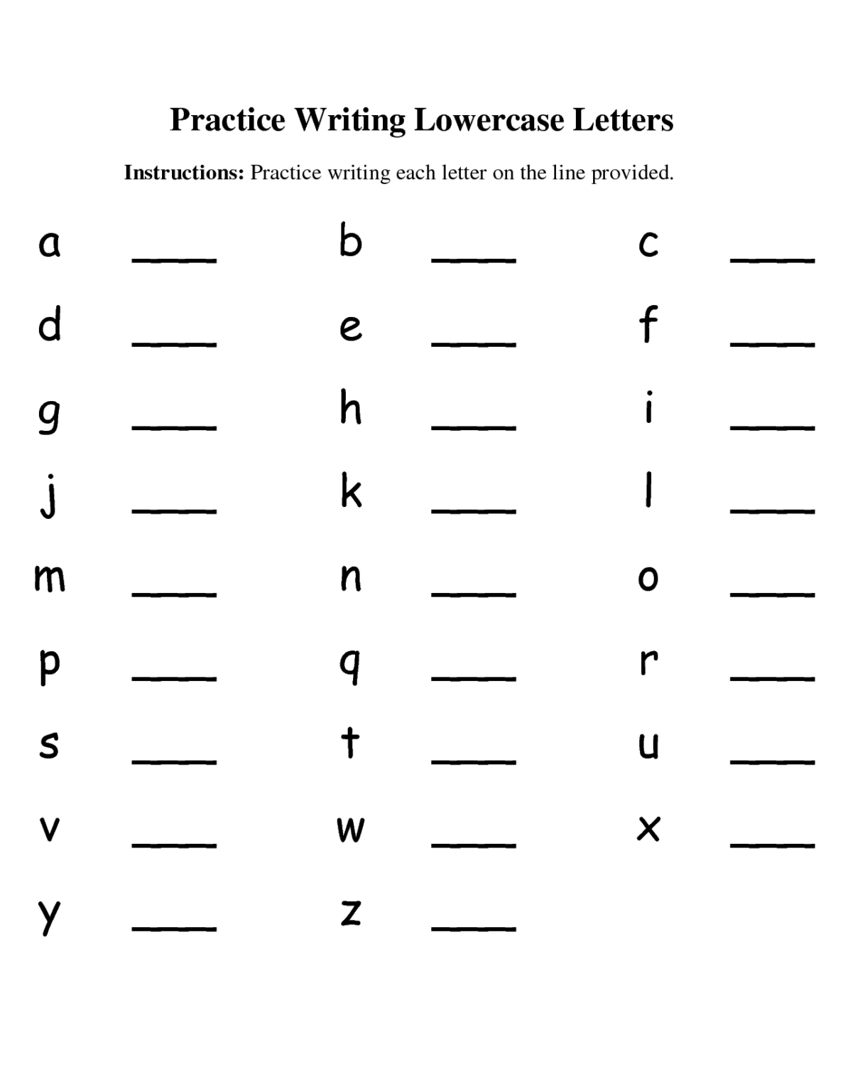 80 Printable Write Lowercase Letters Worksheets 68