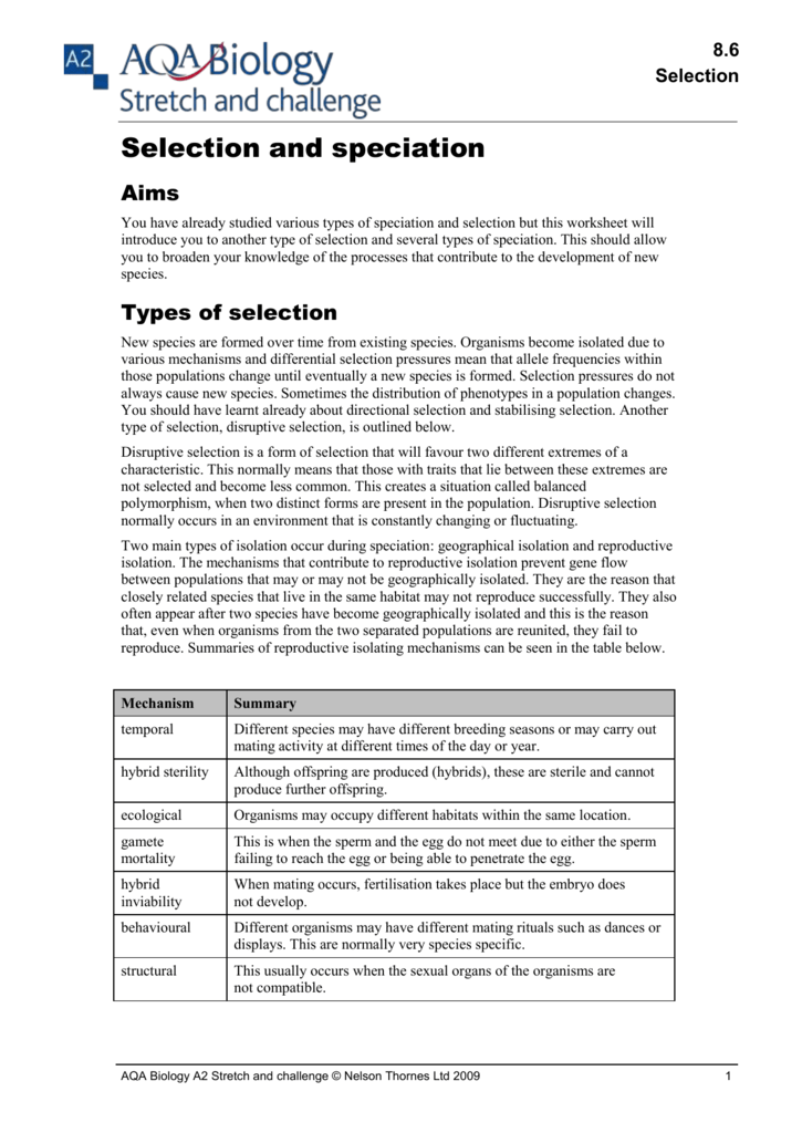 85 Speciation Worksheets Answer Key 43