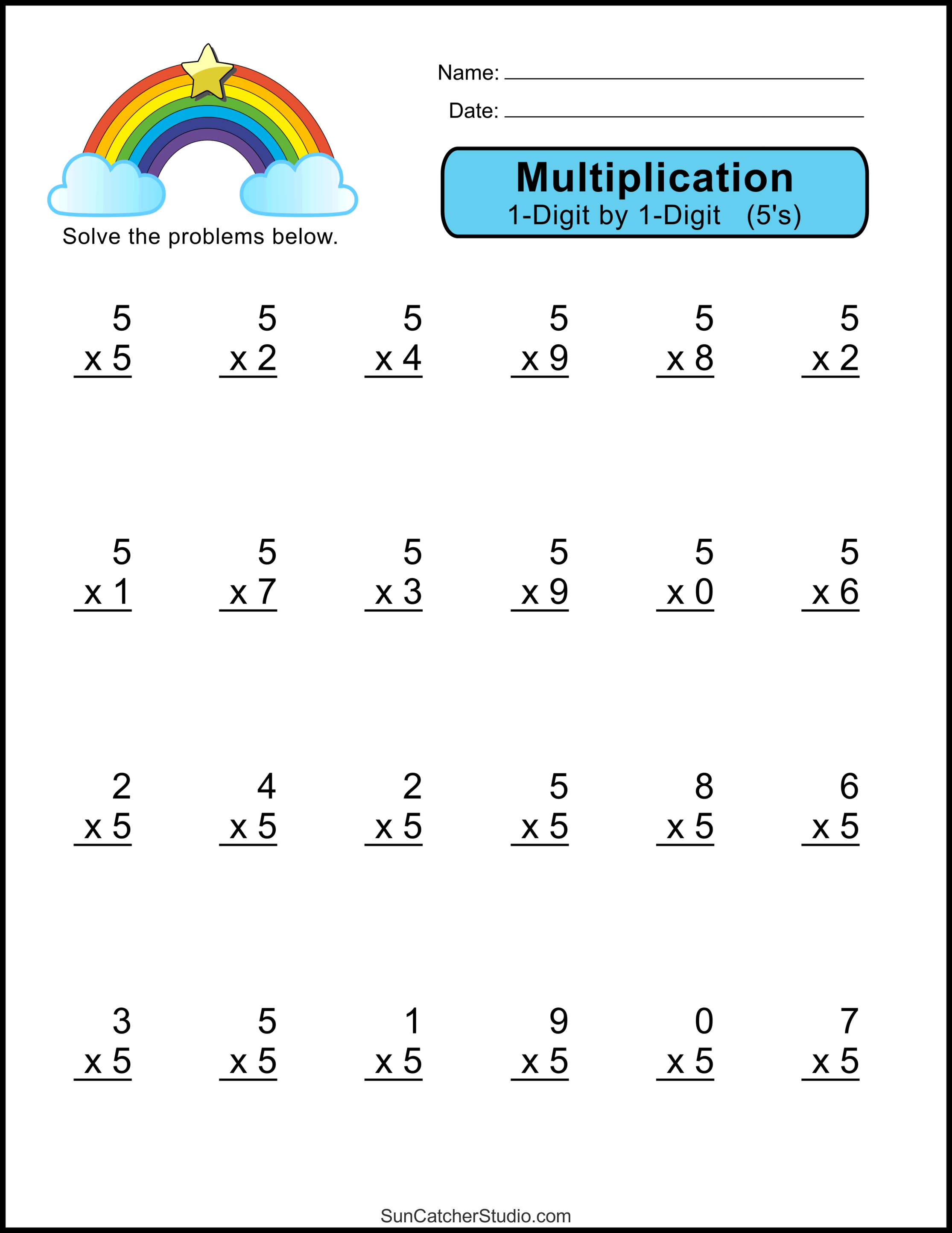 90 Multiplying By 5 Worksheets 14