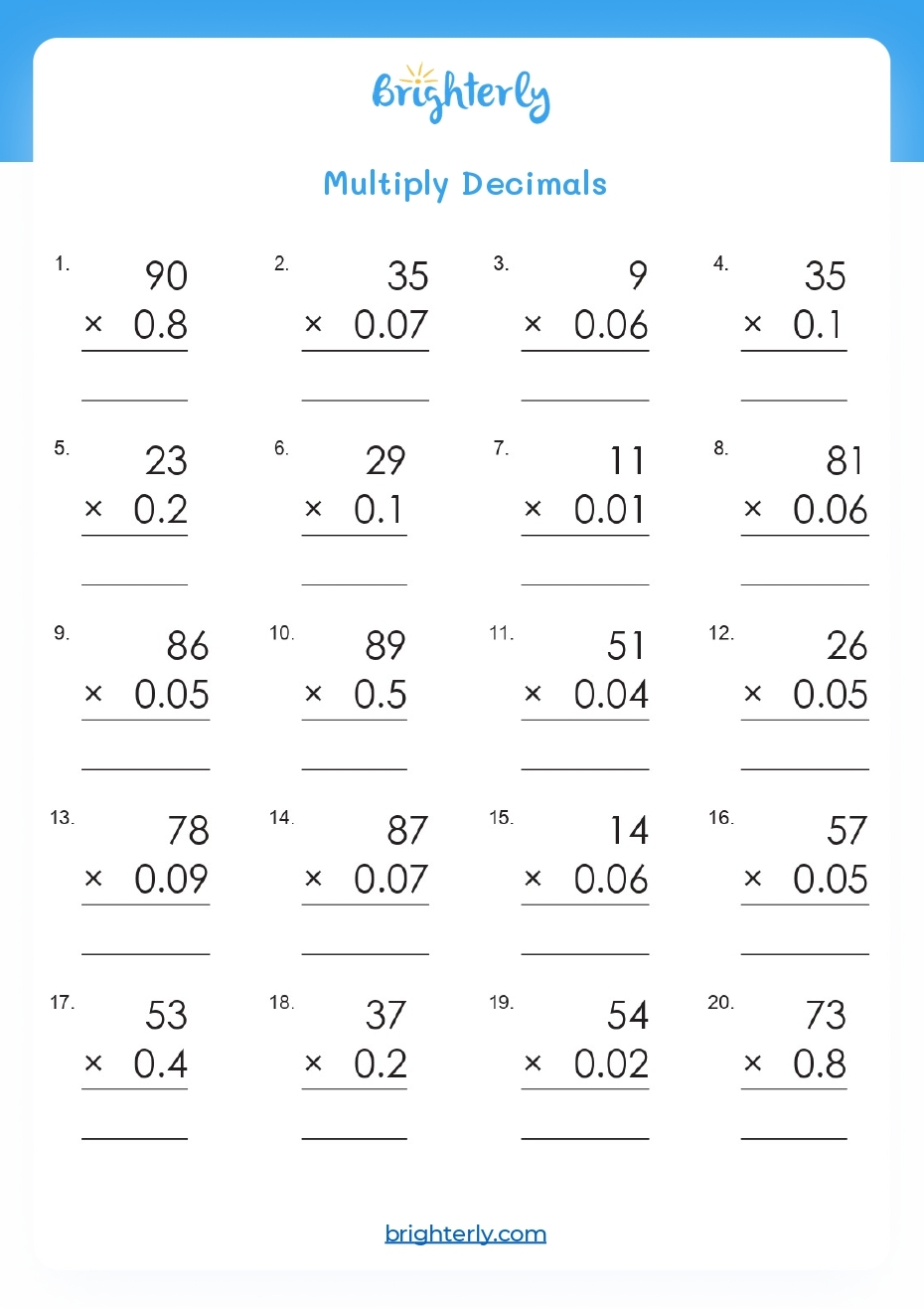 90 Multiplying By 5 Worksheets 17