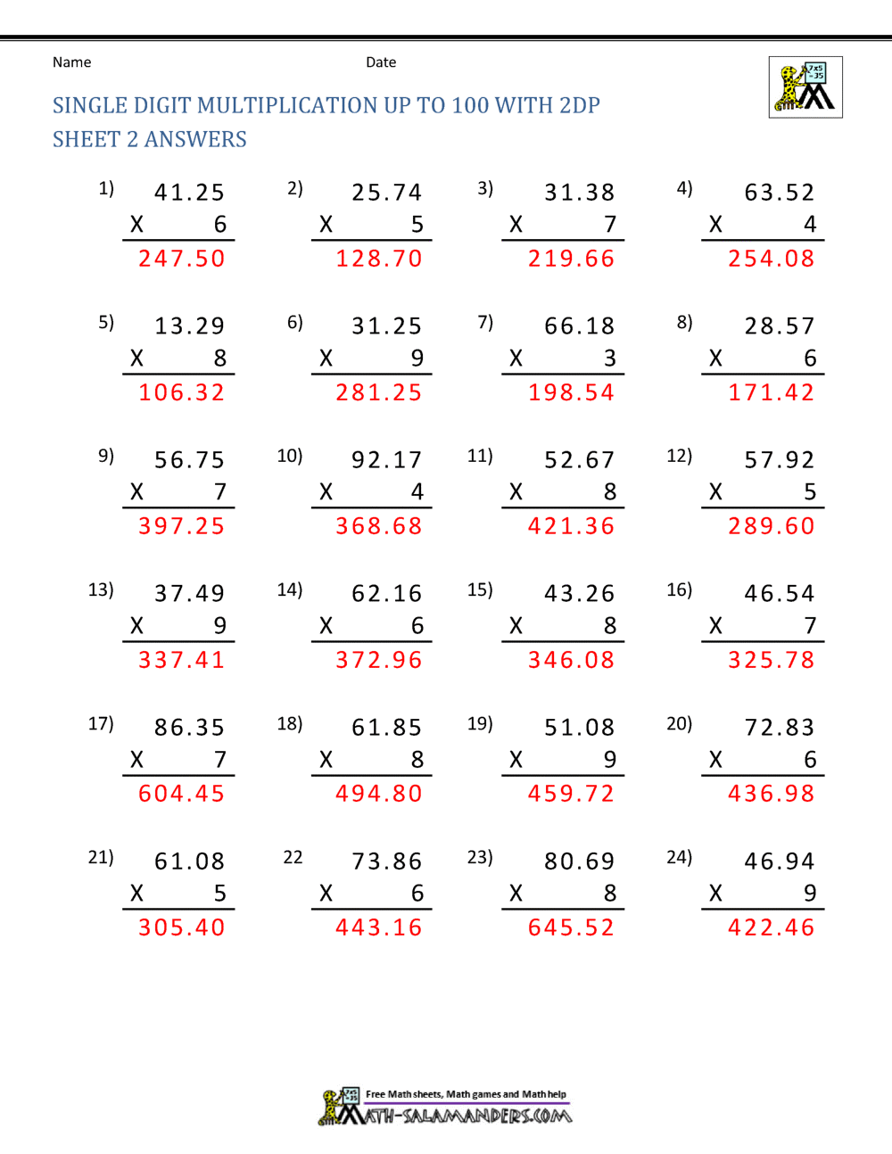 90 Multiplying By 5 Worksheets 18