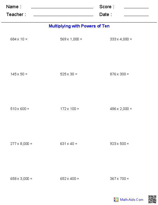 90 Multiplying By 5 Worksheets 19