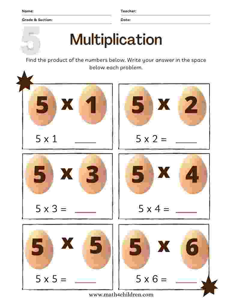 90 Multiplying By 5 Worksheets 27