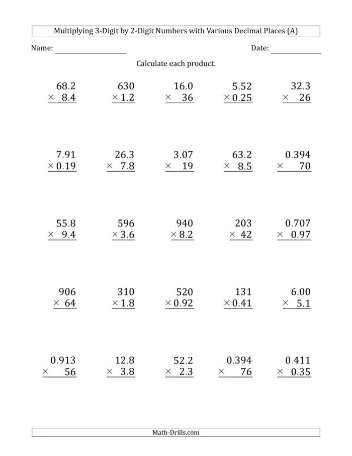 90 Multiplying By 5 Worksheets 34