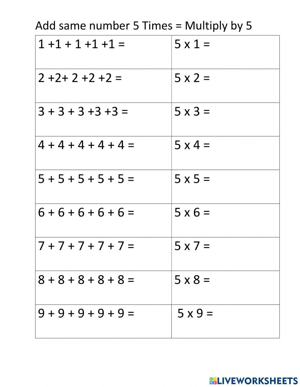 90 Multiplying By 5 Worksheets 4