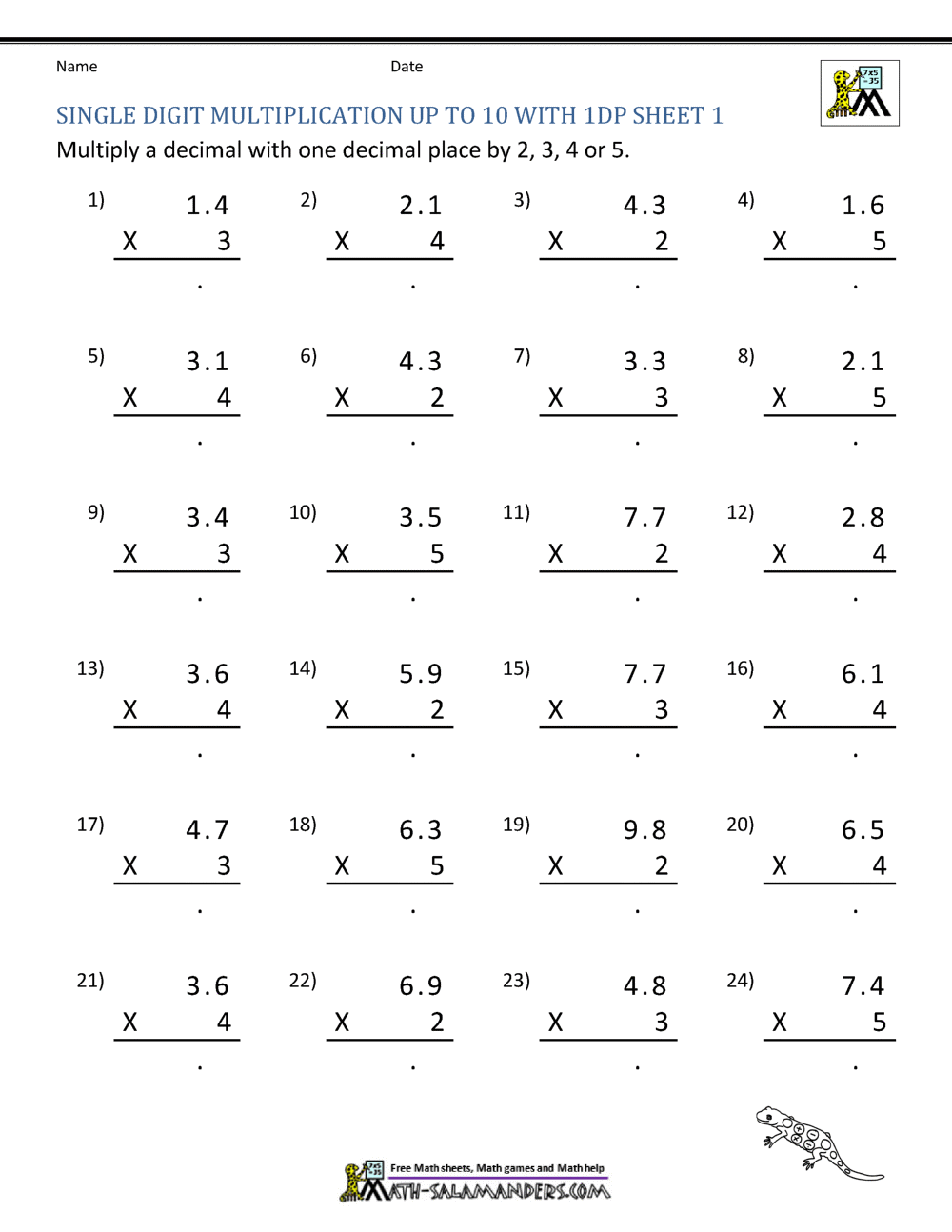 90 Multiplying By 5 Worksheets 44