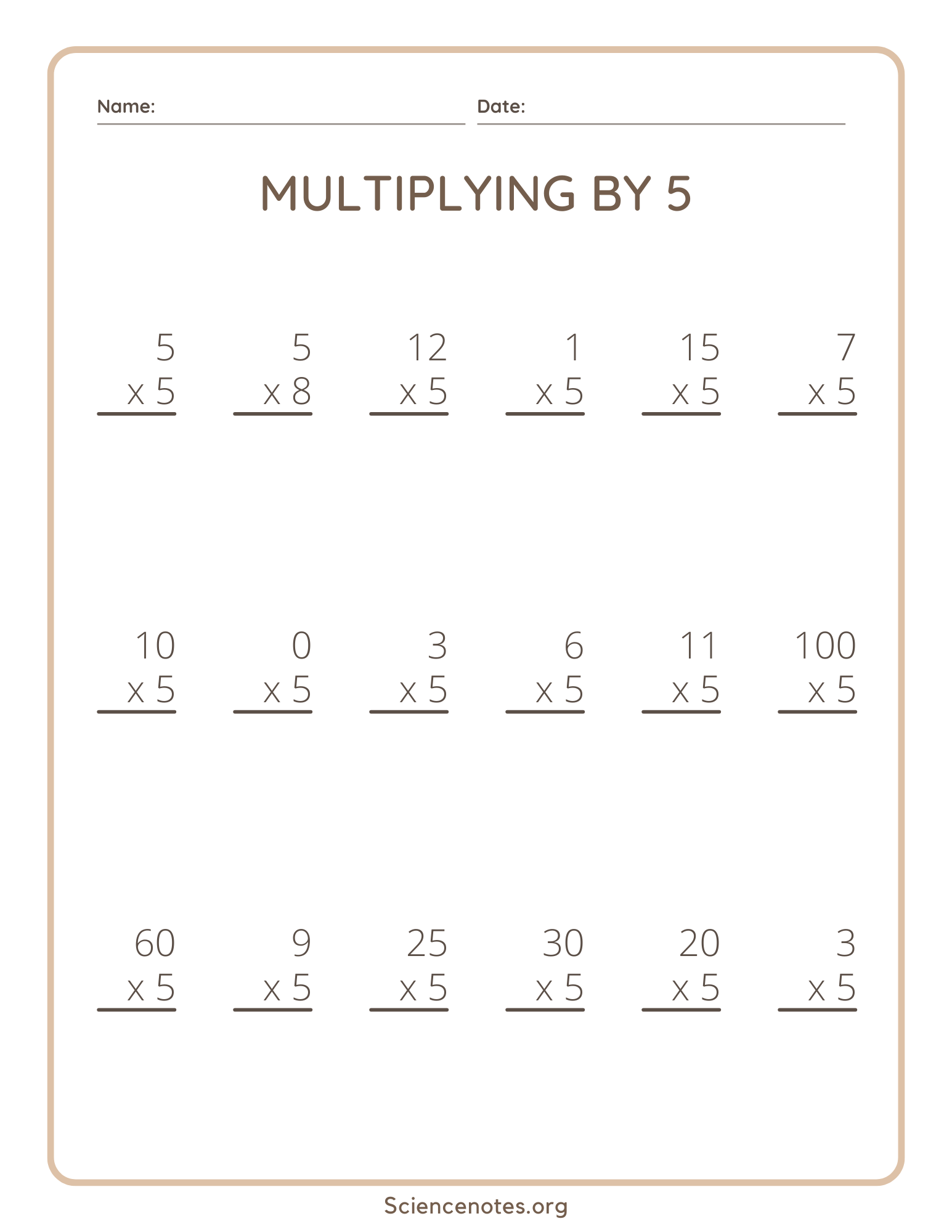 90 Multiplying By 5 Worksheets 47