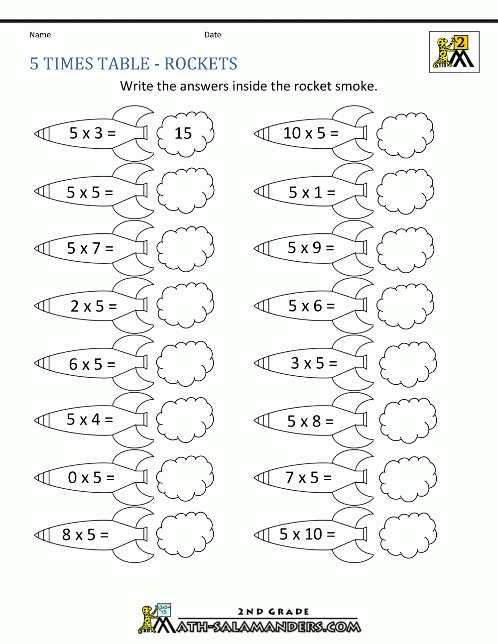 90 Multiplying By 5 Worksheets 50