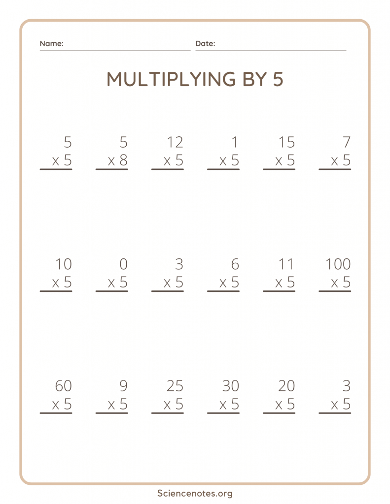 90 Multiplying By 5 Worksheets 53