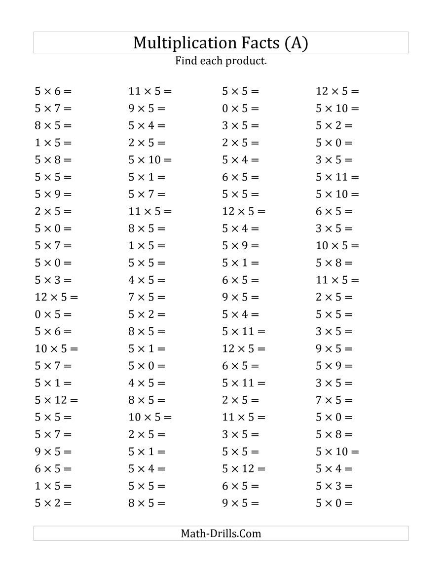 90 Multiplying By 5 Worksheets 63