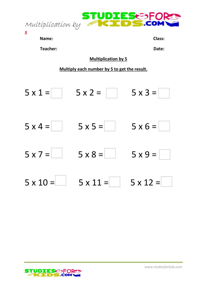 90 Multiplying By 5 Worksheets 64