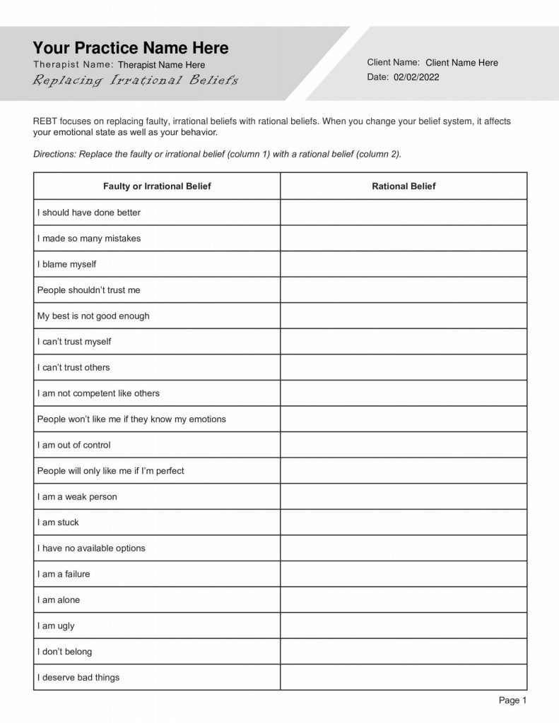 90 Printable Core Beliefs Worksheets Pdf 14