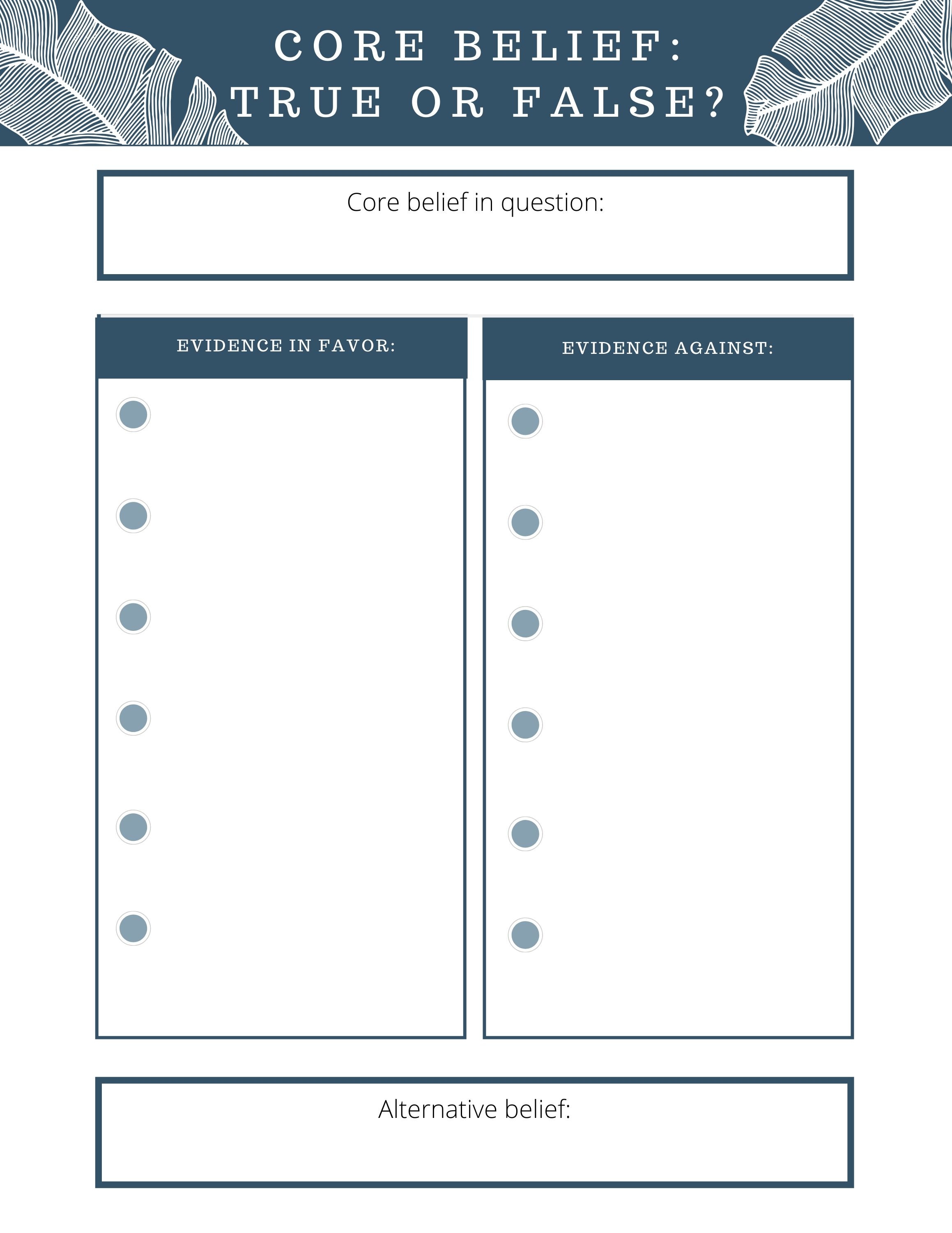 90 Printable Core Beliefs Worksheets Pdf 25