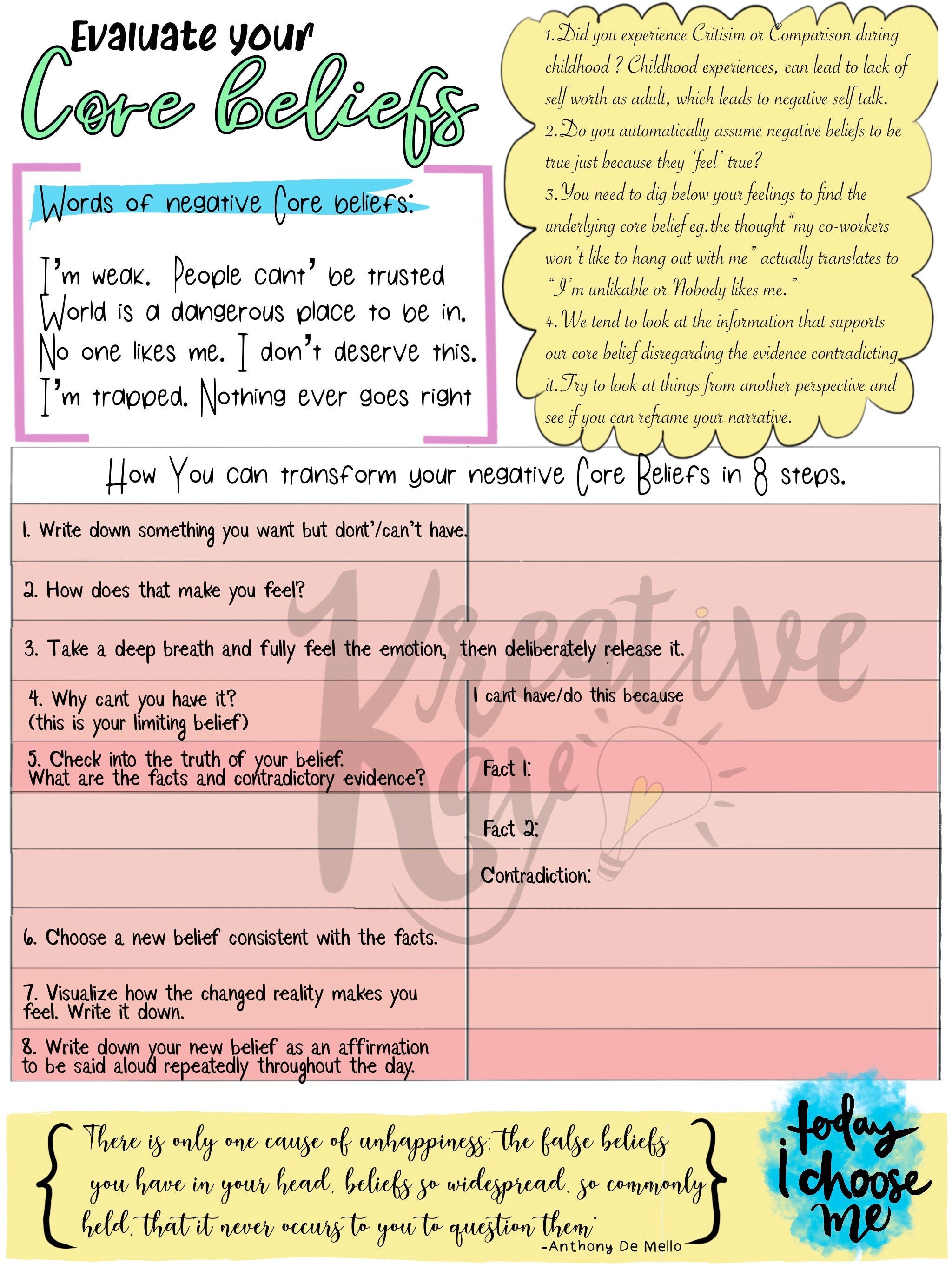 90 Printable Core Beliefs Worksheets Pdf 31