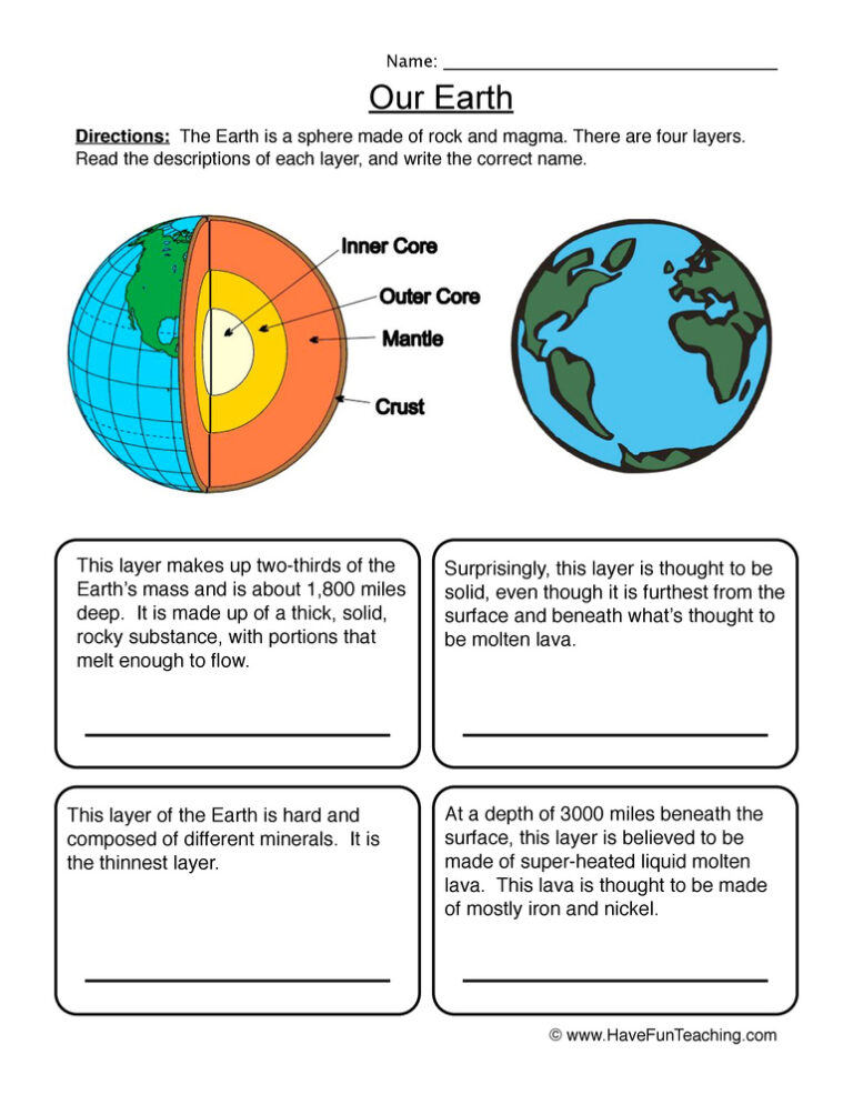 90 Printable Layers Of Earth Worksheets 2