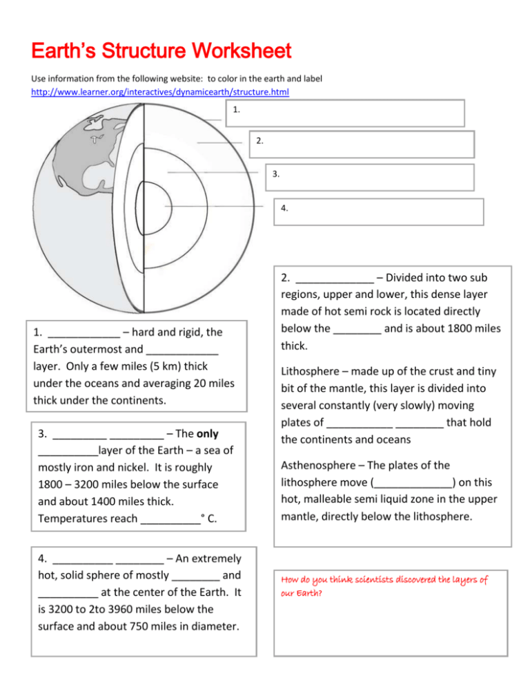 90 Printable Layers Of Earth Worksheets 45