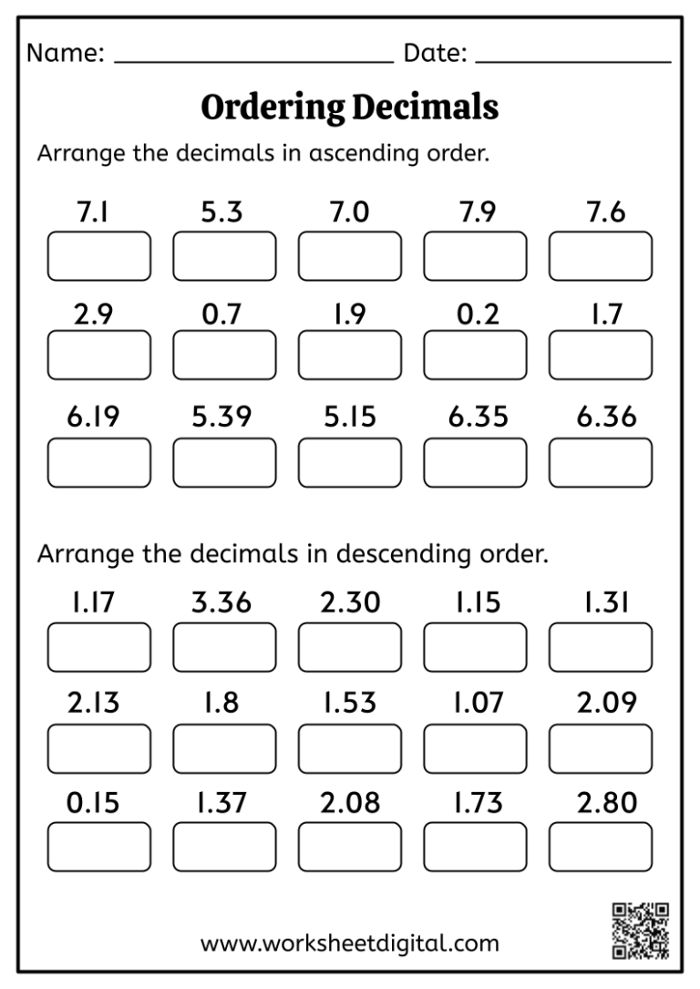 Get 85 Ordering Of Decimals Worksheets Ideas 11