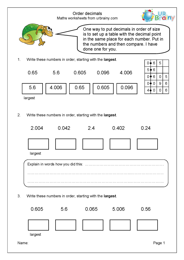 Get 85 Ordering Of Decimals Worksheets Ideas 16