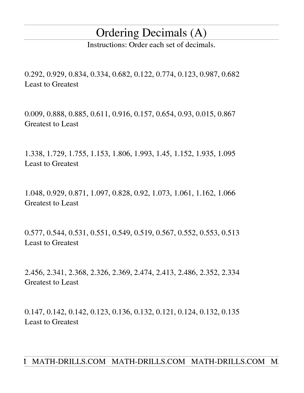 Get 85 Ordering Of Decimals Worksheets Ideas 19