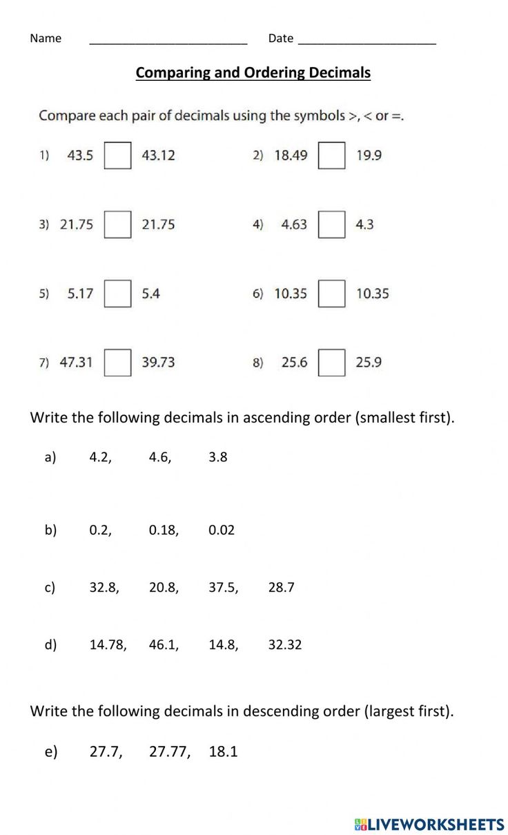 Get 85 Ordering Of Decimals Worksheets Ideas 28