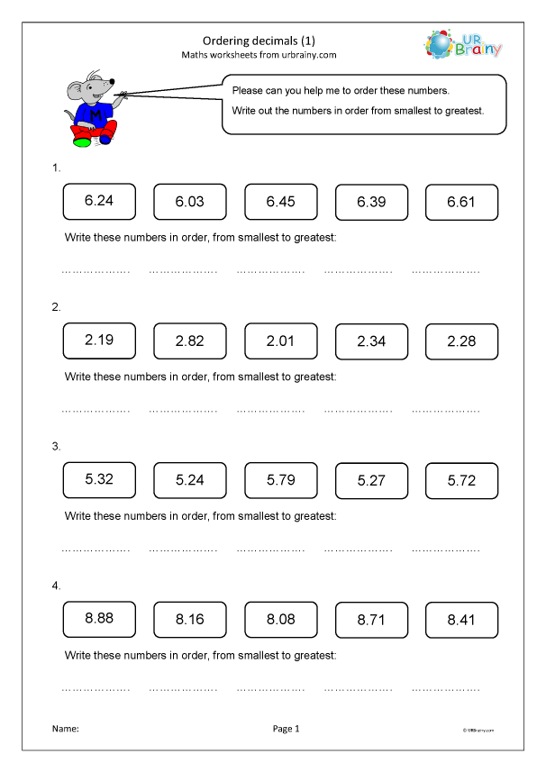 Get 85 Ordering Of Decimals Worksheets Ideas 52