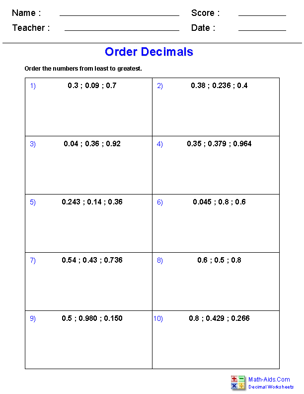 Get 85 Ordering Of Decimals Worksheets Ideas 58